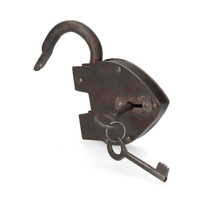 Edm Candado Rústico con 2 llaves Efecto Oxidado 120x80x20mm Hierro