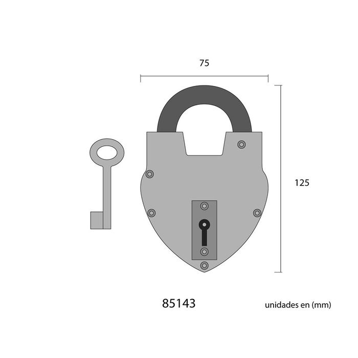 Edm Candado Rústico con 2 llaves Efecto Oxidado 120x80x20mm Hierro