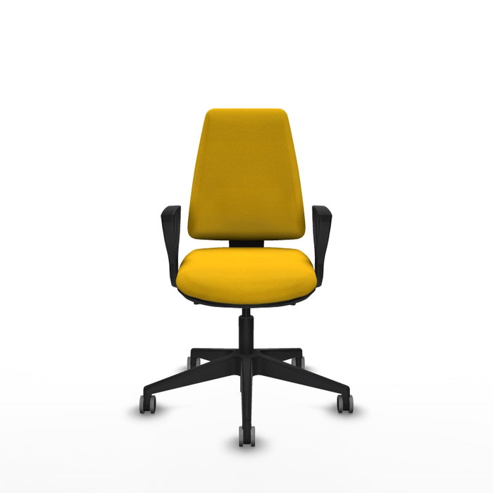 PIQUERAS Y CRESPO Silla de oficina Elche con mecanismo Asincro, Tela Amarillo y Base Negra
