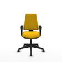 PIQUERAS Y CRESPO Silla de oficina Elche con mecanismo Asincro, Tela Amarillo y Base Negra