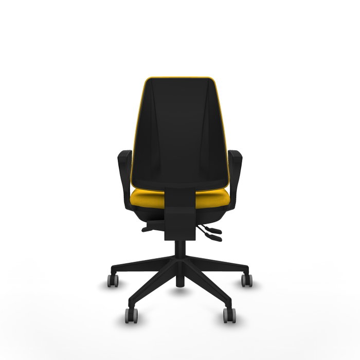 PIQUERAS Y CRESPO Silla de oficina Elche con mecanismo Asincro, Tela Amarillo y Base Negra