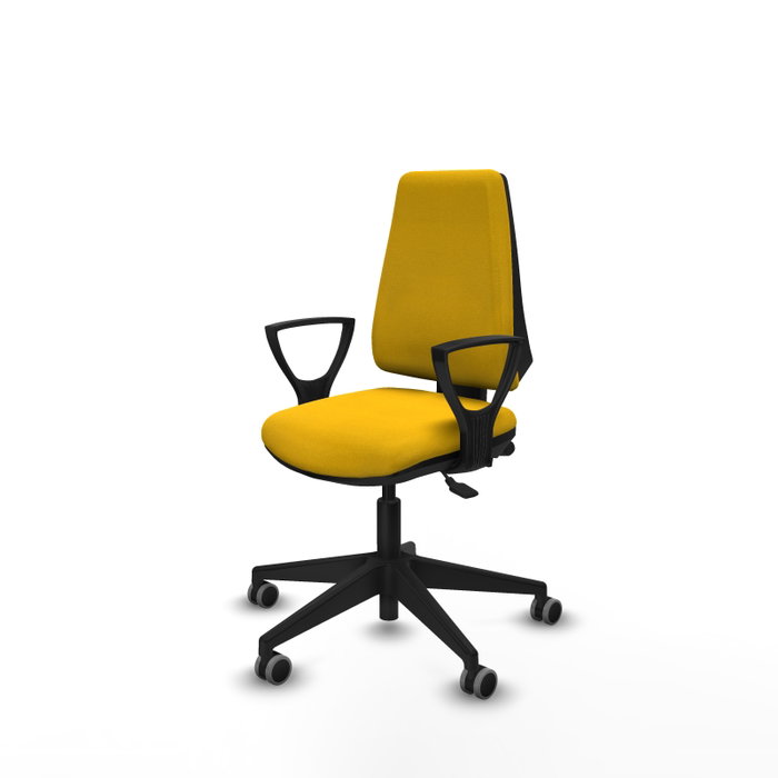 PIQUERAS Y CRESPO Silla de oficina Elche con mecanismo Asincro, Tela Amarillo y Base Negra