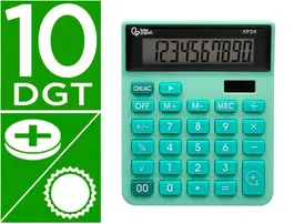 Liderpapel xf24 Calculadora Sobremesa 10 Dígitos Solar y Pila Verde 127x105x24 mm