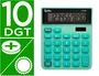 Liderpapel xf24 Calculadora Sobremesa 10 Dígitos Solar y Pila Verde 127x105x24 mm