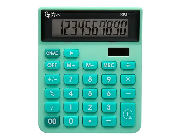 Liderpapel xf24 Calculadora Sobremesa 10 Dígitos Solar y Pila Verde 127x105x24 mm