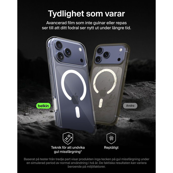 Belkin SheerForce funda para Apple iPhone 17 Pro Max, 17,5 cm (6.9 pulgadas), Transparente