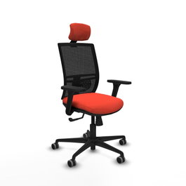 PIQUERAS Y CRESPO Silla de oficina Yunquera con mecanismo Sincro, Naranja oscuro y Negro