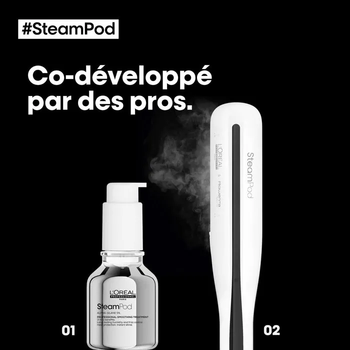 L'Oreal Professionnel - Pack de 3 Steampod - Plancha de Pelo Profesional a Vapor - Incluye Aceite Molecular Bifásico Absolut Repair