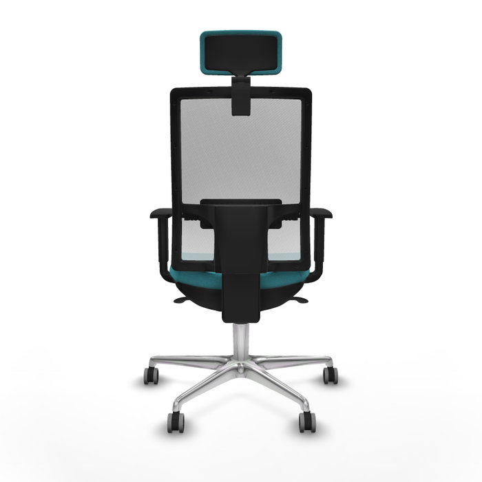 PIQUERAS Y CRESPO Silla de oficina Horna con mecanismo Sincro, Tela Turquesa y Malla Blanca