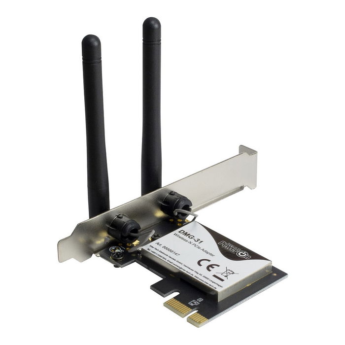 Inter-Tech DMG-31 Tarjeta WiFi Interna PCI Express, Wi-Fi 4 (802.11n), 300 Mbit/s, 2 Antenas de 3 dBi, para PC con Windows