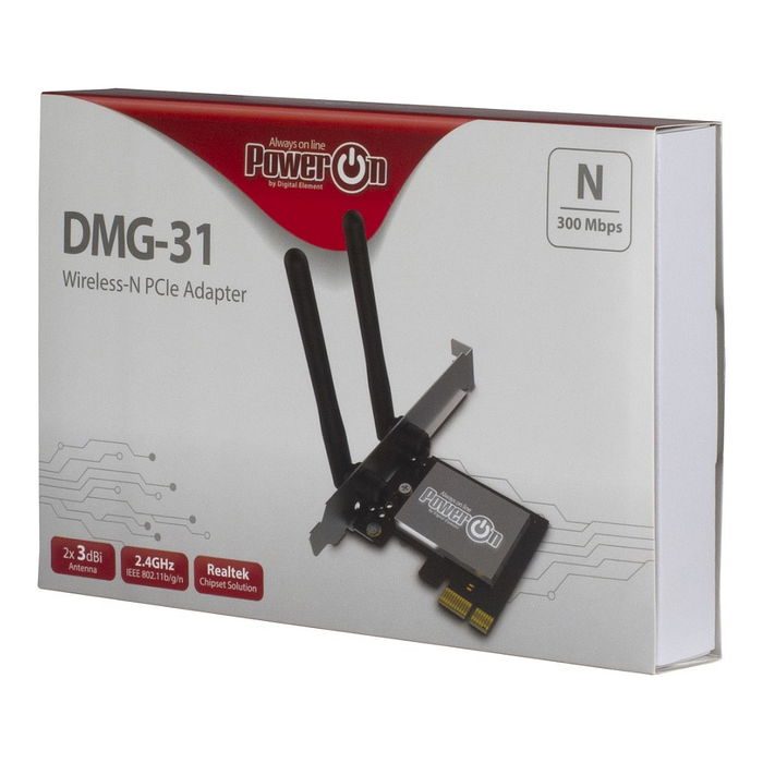 Inter-Tech DMG-31 Tarjeta WiFi Interna PCI Express, Wi-Fi 4 (802.11n), 300 Mbit/s, 2 Antenas de 3 dBi, para PC con Windows