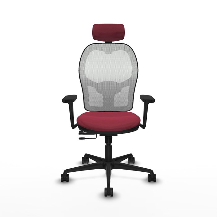 PIQUERAS Y CRESPO Silla de oficina Jorquera con mecanismo Sincro/Traslack, Granate y Blanco
