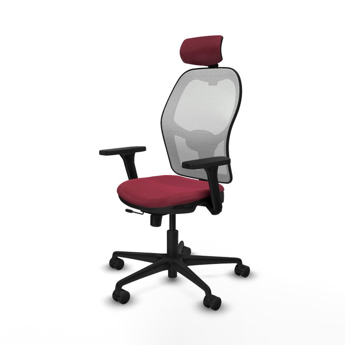 PIQUERAS Y CRESPO Silla de oficina Jorquera con mecanismo Sincro/Traslack, Granate y Blanco