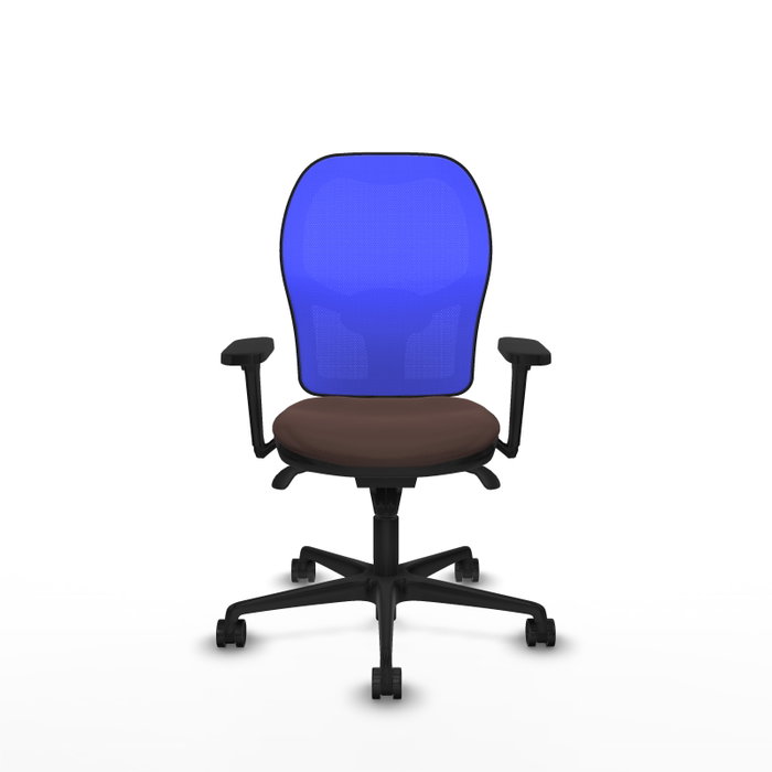 PIQUERAS Y CRESPO Silla de oficina Jorquera con mecanismo Sincro, marrón oscuro y azul