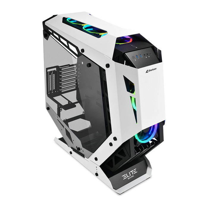 Sharkoon ELITE SHARK CA700 negro/blanco, con panel lateral de cristal templado