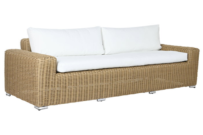 DKD Home Decor Sofá de Terraza y Jardín Ratan Sintético Marrón Claro Beige 222 x 87 x 63 cm
