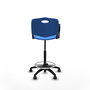 Taburete Robledo con mecanismo Giratorio de PVC color Azul. Equipado con Base poliamida negra, No aplica y Ruedas autofrenantes