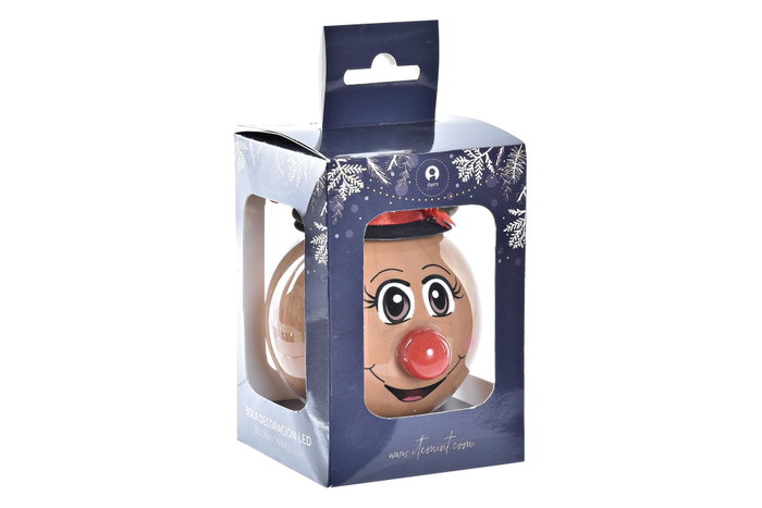 DKD Home Decor Bola Decoración Navidad Fantasía Papá Noel Led Pvc Marrón Rojo 8 x 16 x 11 cm (6 Unidades)