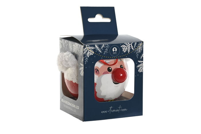DKD Home Decor Bola Decoración Navidad Fantasía Papá Noel Led Pvc Marrón Rojo 8 x 16 x 11 cm (6 Unidades)
