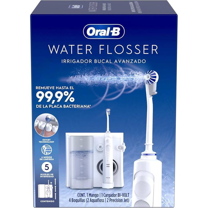 Braun Irrigador Oral-B Water Flosser WH con Tecnología Oxyjet, 3 Modos y 3 Tipos de Chorro, Ideal para Ortodoncia e Implantes, Inalámbrico y Portátil