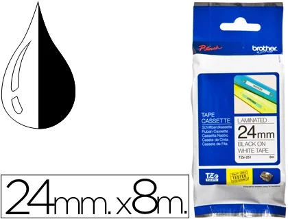 Brother TZe-251 Cinta Laminada 24mm x 8m Negro sobre Blanco Brother TZe-251 Cinta Laminada 24mm x 8m Negro sobre Blanco