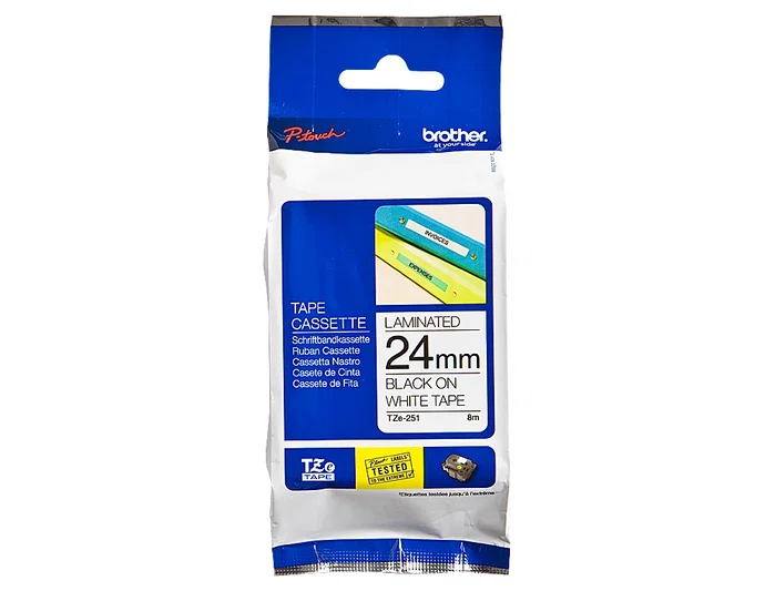 Brother TZe-251 Cinta Laminada 24mm x 8m Negro sobre Blanco Brother TZe-251 Cinta Laminada 24mm x 8m Negro sobre Blanco