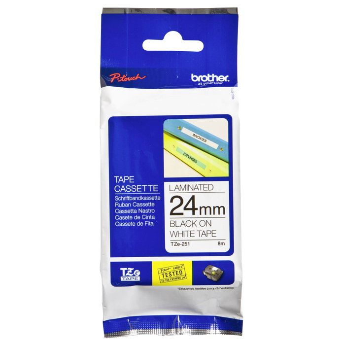 Brother TZe-251 Cinta Laminada 24mm x 8m Negro sobre Blanco Brother TZe-251 Cinta Laminada 24mm x 8m Negro sobre Blanco
