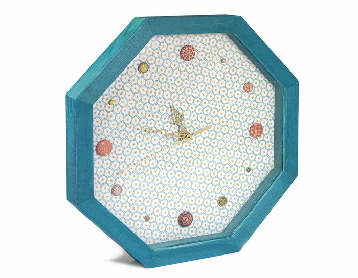 Innspiro Reloj de madera de pino macizo octogonal con cristal