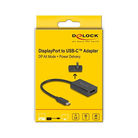 DeLOCK Adaptador DisplayPort hembra a USB Type-C™ macho 4K con PD 85 W 61059 DeLOCK Adaptador DisplayPort hembra a USB Type-C™ macho 4K con PD 85 W 61059