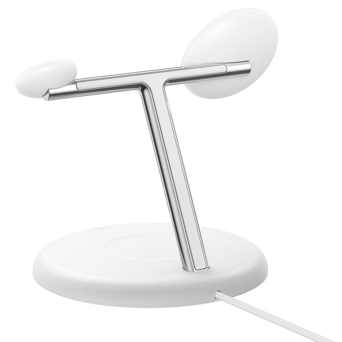 Belkin UltraCharge Estación de Carga 3 en 1 Qi2 25 W Blanco / Plata
