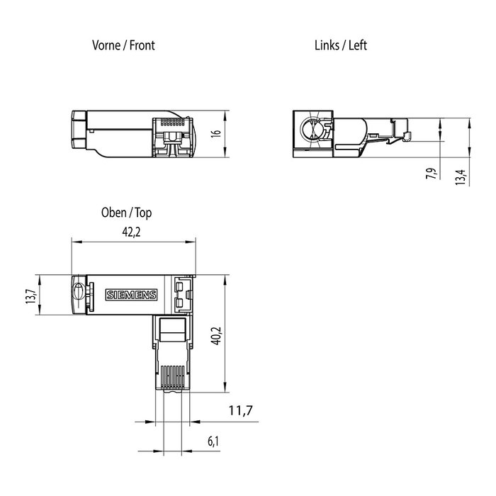 Siemens 6GK1901-1BB20-2AA0 Stecker-/PROFINET 90° RJ45