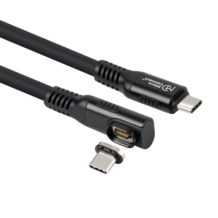 MicroConnect Cable USB-C a USB-C Premium Magnético de Silicona 2 m 240W 4K 20 Gbps USB4 Angulado