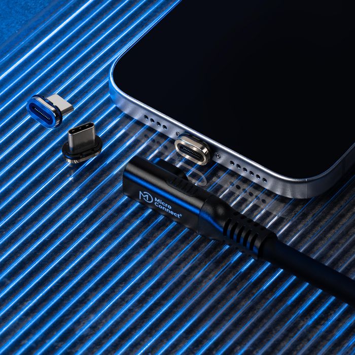 MicroConnect Cable USB-C a USB-C Premium Magnético de Silicona 2 m 240W 4K 20 Gbps USB4 Angulado