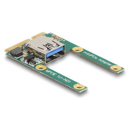 DeLOCK Mini PCIe I/O USB 2.0 Tipo A Hembra, Adaptador Interno para PC de Conexión 1 x USB 2.0, Full Size / Half Size, Color Verde