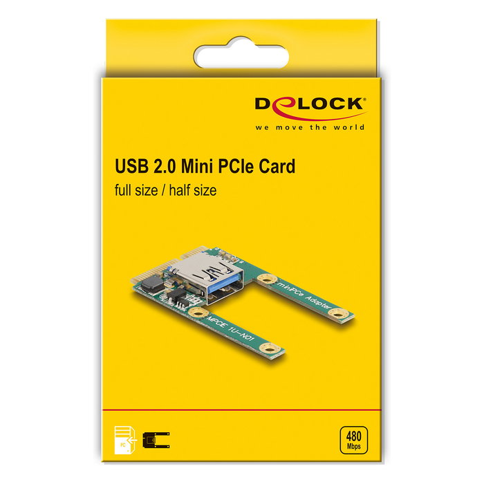 DeLOCK 80039 Mini PCIe I/O con 1 x USB 2.0 Tipo-A hembra, Verde DeLOCK 80039 Mini PCIe I/O con 1 x USB 2.0 Tipo-A hembra, Verde