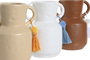DKD Home Decor Jarrón Dolomita Algodón con Flecos Surtido de 3 piezas