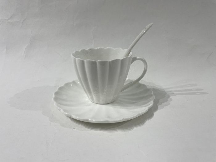 DKD Home Decor Set de Café de Porcelana Blanco 6 Piezas 150ml