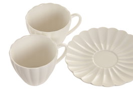DKD Home Decor Tazas de Cafe Set de 6 Porcelana Blanco 8 x 7 x 10.5 cm