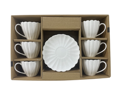 DKD Home Decor Set de Café de Porcelana Blanco 6 Piezas 150ml