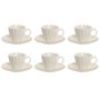 DKD Home Decor Set de Café de Porcelana Blanco 6 Piezas 150ml