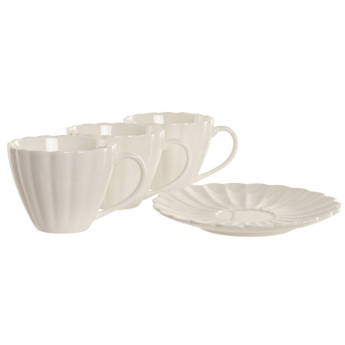DKD Home Decor Set de Café de Porcelana Blanco 6 Piezas 150ml