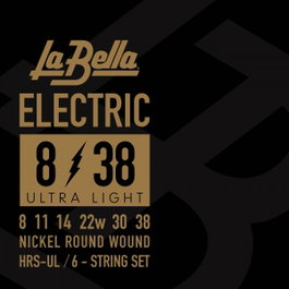 Juego de Cuerdas para Guitarra Eléctrica La Bella Hrs Blues Ultra Light 8-38