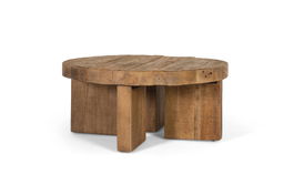 Giner y Colomer Mesa de Centro Redonda en Madera de Mango Natural con 3 Patas