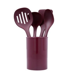 Quid Set de 4 Utensilios con Cubo Scarlet de 32 cm - Burdeos