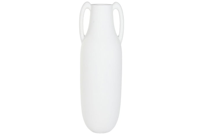 DKD Home Decor Ánfora de Fibra de Vidrio con Asas y Acabado Rugoso Blanco DKD Home Decor Ánfora de Fibra de Vidrio con Asas y Acabado Rugoso Blanco
