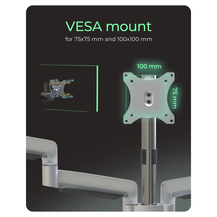 Prioriza marca y modelo, especifica soporte triple y sujeción, menciona tamaño máximo y material clave.