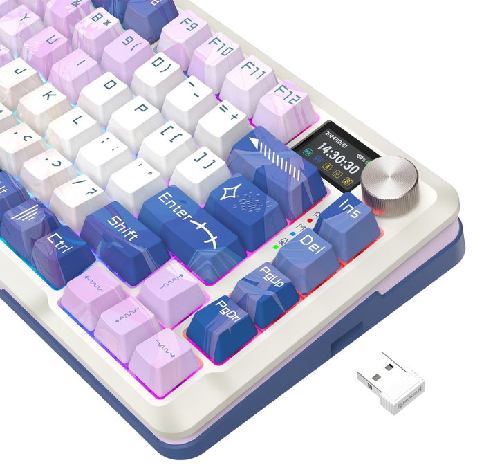 Redragon Flekact Pro K708AK-RGB-PRO Teclado Mecánico Gaming Inalámbrico RGB 81 Teclas Púrpura