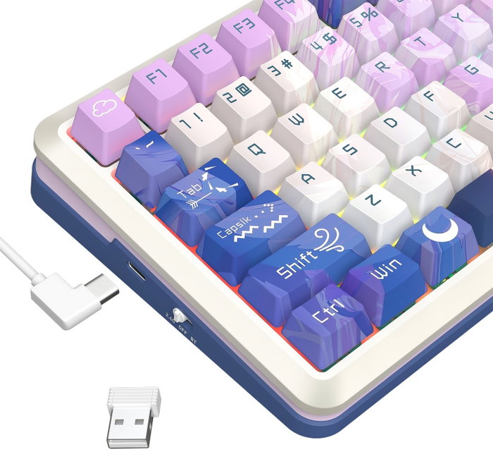Redragon Flekact Pro K708AK-RGB-PRO Teclado Mecánico Gaming Inalámbrico RGB 81 Teclas Púrpura