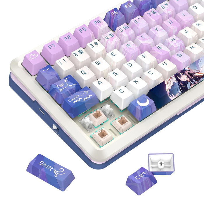 Redragon Flekact Pro K708AK-RGB-PRO Teclado Mecánico Gaming Inalámbrico RGB 81 Teclas Púrpura