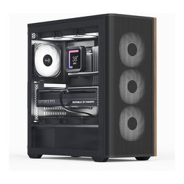 Aerocool D501A Midi Tower Negro, Madera
